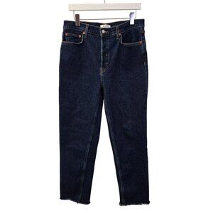 Re/Done '70s Stovepipe Jeans Hidden Button Fly Raw Hem Crop Jeans Size 30